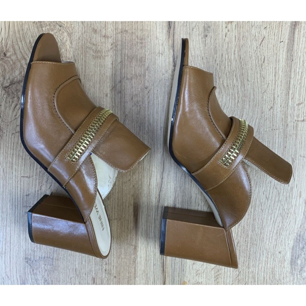 Nine West Womens Gerri Block Heel Slip On Open Toe Shoes Zipper Accent  Sz 9.5 M - Picture 11 of 16